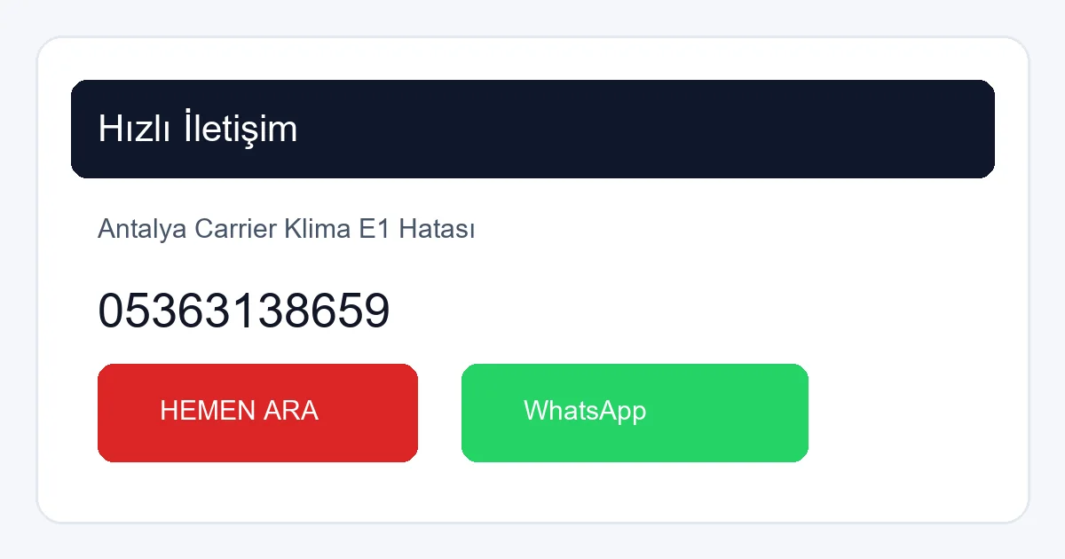 Antalya Kepez Klima Servisi uzmanları E1 hatasını çözüyor.